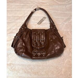 Medium Shoulder Bag with Metal Embellishments Vegan Leather